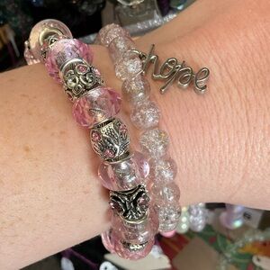 Breast cancer awareness style bracelet set